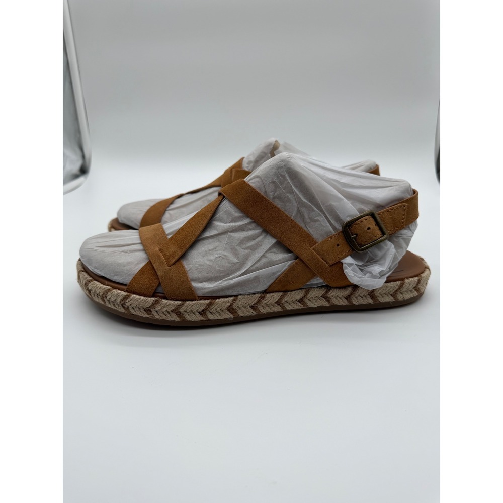 Zodiac Coast Chestnut Suede Espadrille Sandals Strappy Buckle Flat 11M NEW